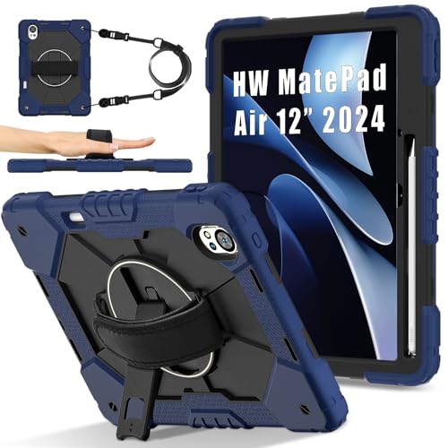 Funda Huawei MatePad 12X 2025 de silicona antigolpes con soporte giratorio azul marino