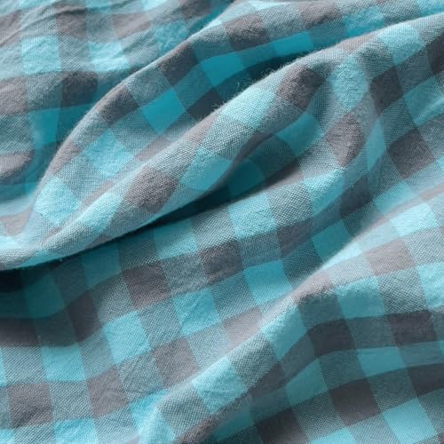 Image of LifeTB Queen Comforter Set Blue Grey Gingham Comforter with 2 Pillowcases Modern Style Geometric Plaid Grid Comforter Farmhouse Gingham Bedding Set 3 Pieces Fluffy Checkered Comforter Set