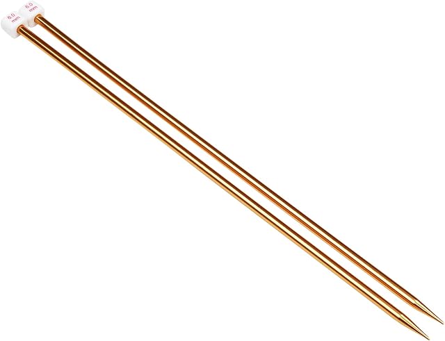 Coopay Knitting Needles 6.0mm x 35cm, Metal Knitting Pins Beginners Professional Knitters, Lightweight Knitting Needles for Arthritic Hands, Long Needles for Jumpers Blankets Large Projects