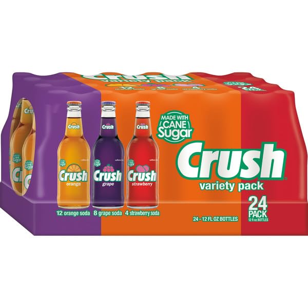 Crush Soda Variety Pack, 12 oz Glass Bottles (Pack of 24)