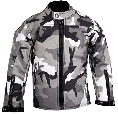 MDM Chaqueta infantil de moto en camuflaje, gris, 104