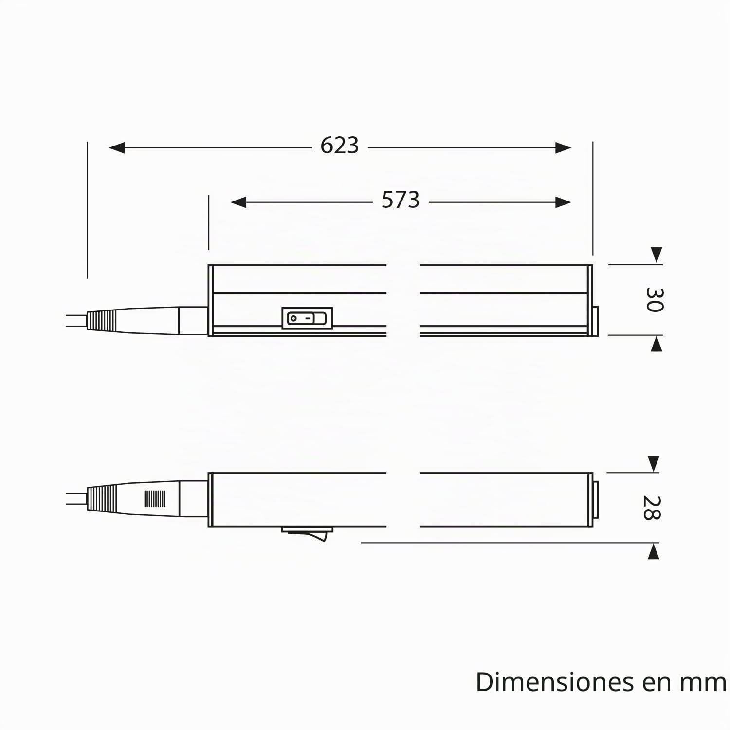 ledscom.de Luminaria LED bajo armario RIGEL, temperatura de color regulable, enchufe, 57cm, 8,8 W, 830lm, blanco cálido/blanco