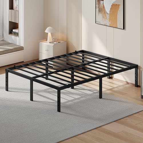 Yaheetech Bastidor de Cama Metálico Listones de Acero Espacio de Almacenamiento Bajo la Cama Fácil Montaje Cama Matrimonial 160 x 200 x 41.5 cm Negro