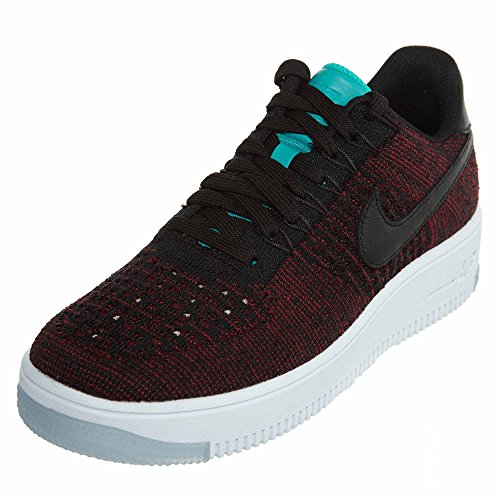 Nike Womens AF1 Flyknit Low Black/Black Team Red Clr Jade Casual Shoe (6.5)