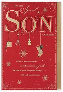 Clintons: Son Lettering With Hanging Icons Christmas Card, Multi-Colour, 171 x 260, 1182050