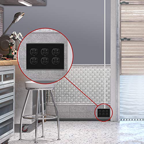Enerlites Triple Duplex Wall Plate, Three Gang Electrical Outlet Cover, Gloss Finish, Mid-Size 3-Gang 4.88" X 6.77", Unbreakable Polycarbonate Thermoplastic, Ul Listed, 8823M-Bk, Black #TOP6
