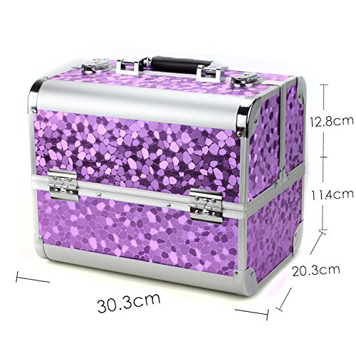 Glow Make-up Etui Kosmetikkoffer Schminkkoffer Friseurkoffer Schmuckkoffer; Purple – Bild 3