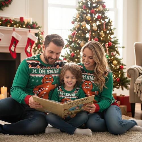 Image of IFFEI Ugly Christmas Sweater for Women Men Kids Family Matching Pullover