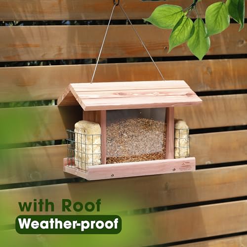 Solution4Patio Homes Garden Usa Cedar Bird Feeder Wildbird Essentials Handmade Wooden Outdoor Ranch Patio Yard Tree Hanging thumb #4