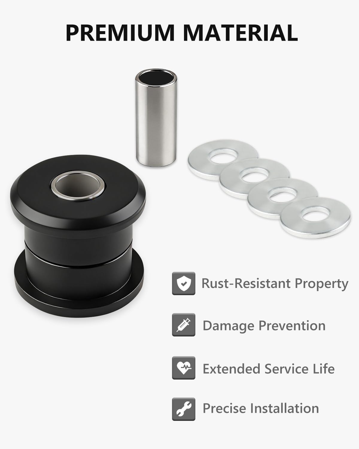 Polyurethane Front Differential Side Mount Bushings Set Kit, Front Differential Side Mount Bushings Kit for 2006-2010 Hummer H3(Black)