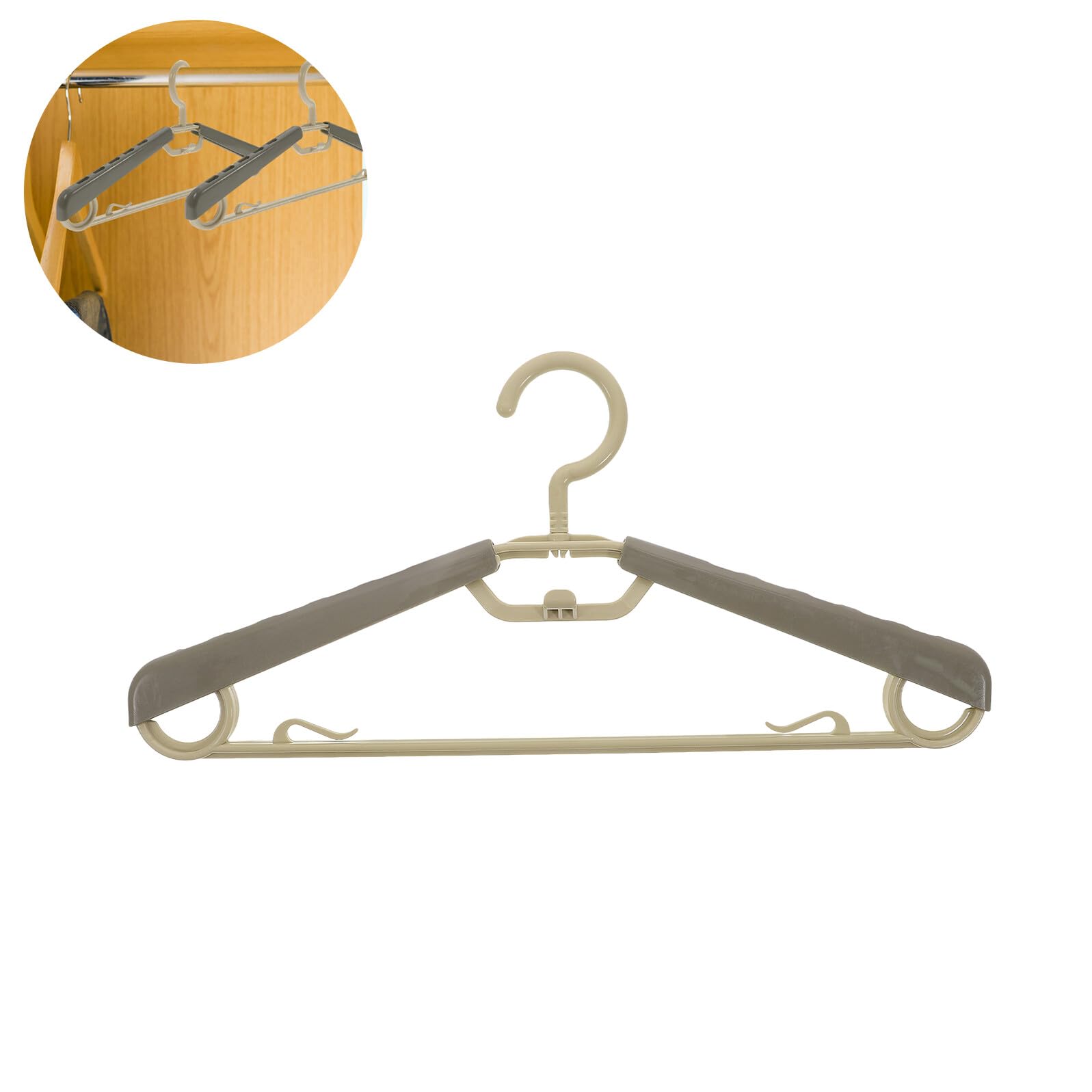 Set 10 Appendini Regolabili in Abs per Cappotti e Pantaloni Larghezza Estendibile 16-23 Pollici Design Ergonomico Salvaspazio Struttura Robusta Colore Caffè