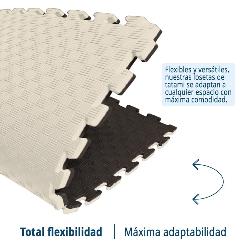 Artatami® Suelo Tatami Puzzle 1x1x20 mm Losetas Gran Formato XL Gimnasios Fitness Pilates Yoga Superficie Agarre