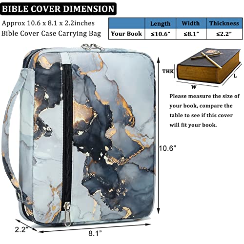 JIANYA Capa da Bíblia, Estojo para Bíblia, Bolsa de Igreja com Alça e Bolso com Zíper, Mármore Ciano