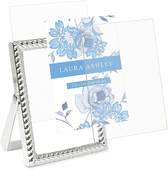 Laura Ashley 2x3 Silver Rope Metal Picture Frame (Vertical) Pull-Out Easel