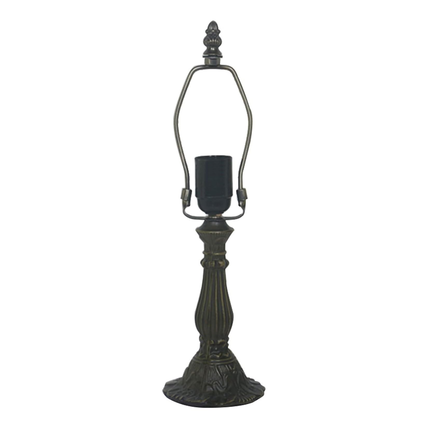 BOTOWI Antiker Bronze-Tischlampensockel mit E26 / E27X1-Lampenfassung für 8-Zoll-Lampenschirm aus Tiffany-Stil Buntglas-Lampenschirm Masthöhe 15-Zoll-Retro-Legierungs-Lampenfassung Ersatz