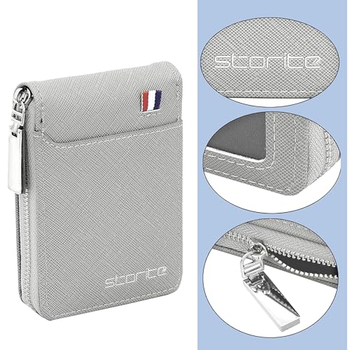 Storite PU Leather Card Holder, Grey, 11.5 x 2 x 8 cm - Image 5