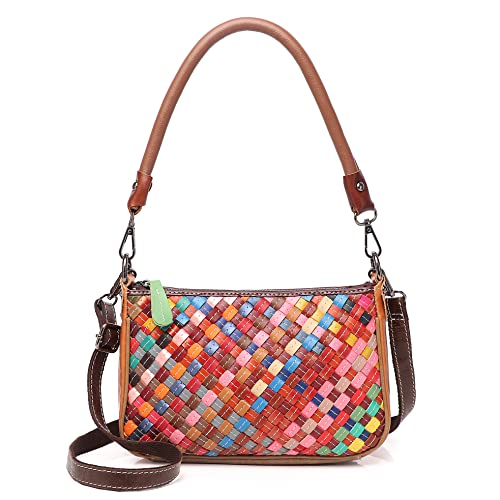 Eysee Women's Small Genuine Leather Shoulder Bag Women's Crossbody Bag Colourful Bag Women's Colourful Handbag 2022 Spring, Multicolour 1, Classic