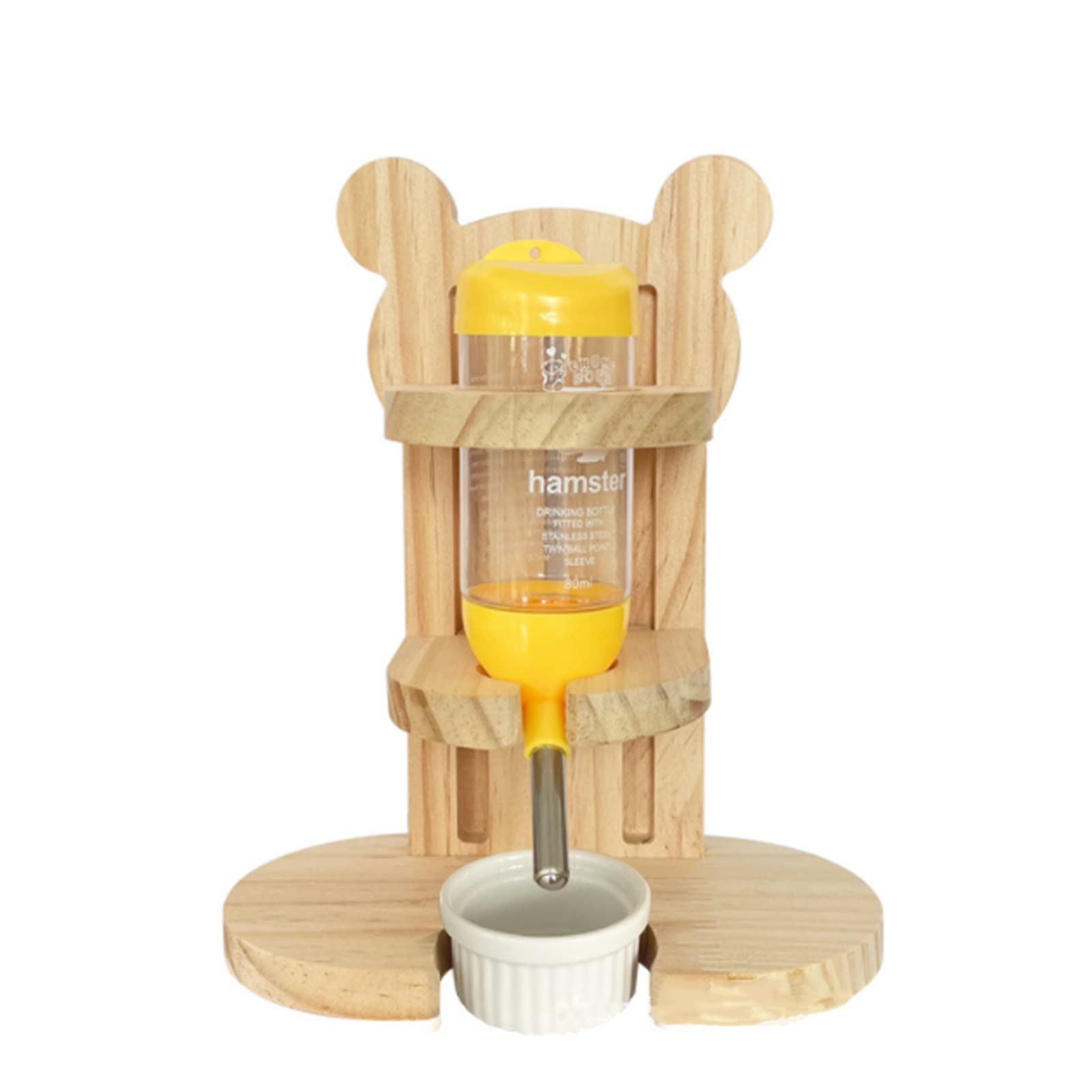 Soporte Hamster Botella, Hamster Automático Dispensador, Dispensador para Animales, Apto para hámsters, Conejos y Otros Animales pequeños (Madera, plástico)