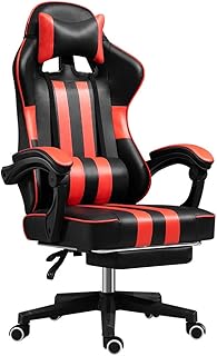 Silla de Ordenador para el hogar Silla para Juegos para Adultos Respaldo Ajustable de la Silla de Oficina Silla Gtracing con reposapiés (Color : Red, Size : 60 * 60 * 116cm)