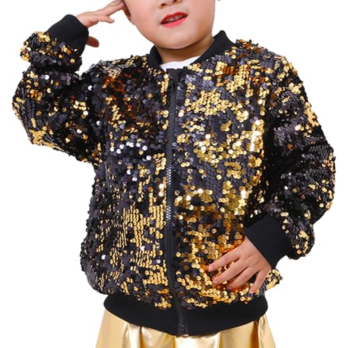 Girls Sequin Bomber Jacket Kids Lightweight Sparkly Gradient Zip Up Long Sleeve Baseball Jacket Coat2