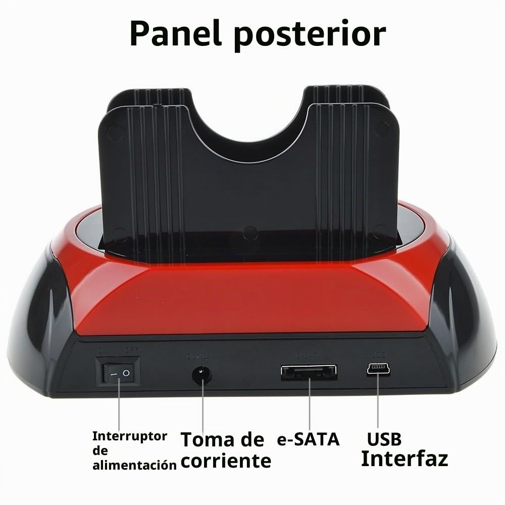 TCC-S862-DE USB 2.0 a IDE SATA Bahía Dual HDD Disco Duro Estación de Acoplamiento con Lector de Tarjetas y Hub USB 2.0 para 2.5 3.5 Pulgadas IDE SATA I / II / III HDD SSD