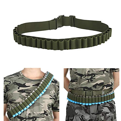 FIRECLUB Shotgun Shell Bandolier Belt 12/20 Gauge Ammo Holder for Tactical Military Hunting (29 Rounds, 140cm) (Green)