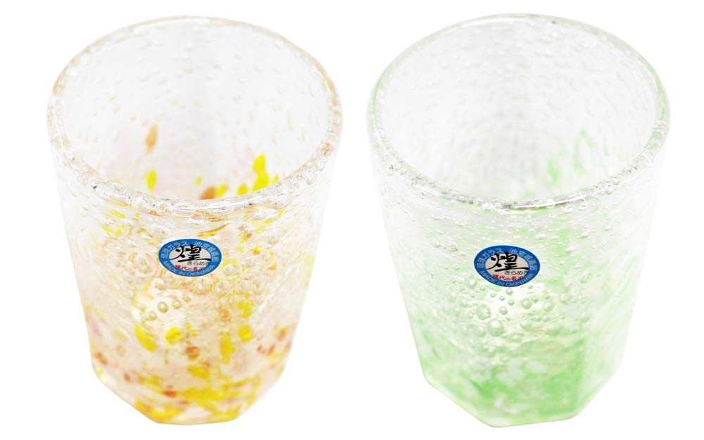 Amazon｜煌工房 煌グラス (ピンク/青、青) φ7.7cm 気泡の海 2個入