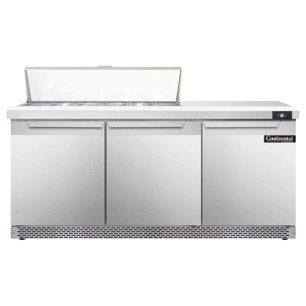 Sandwich Unit by Continental Refrigerator – 20.6 cubic_feet, Metallic, Model SW72-12C-FB