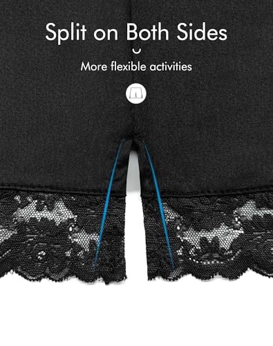 Image of MANCYFIT Satin Bloomers for Women, Lace Hem Slip Shorts