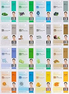 DERMAL Korea Collagen Essence Full Face Facial Mask Sheet, 16 Combo Pack