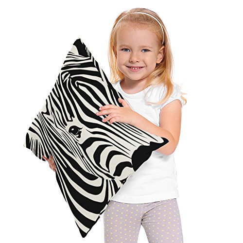 Moslion Zebra Pillow Cases Home Decorative Animal Stripe Zebra Throw Pillow Throw Pillow Covers 18" X 18" Inch Cotton Linen Cushion Cover For Men Women Black White #TOP2