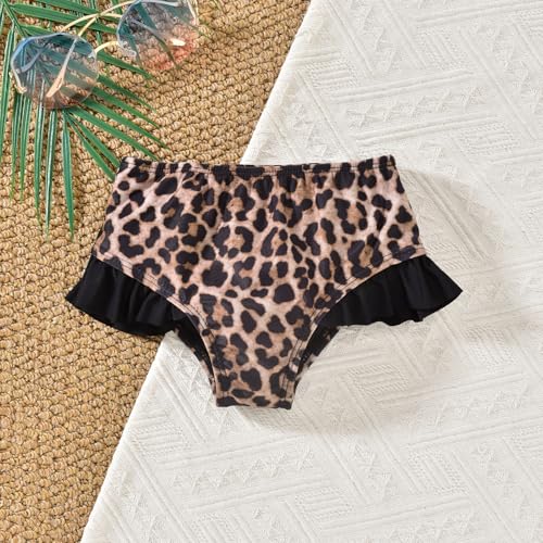 Image of HINTINA Toddler Girl Swimsuit Tiered Ruffle Bathing Suit 2 Piece Bikini Set with Cover Up Skirt