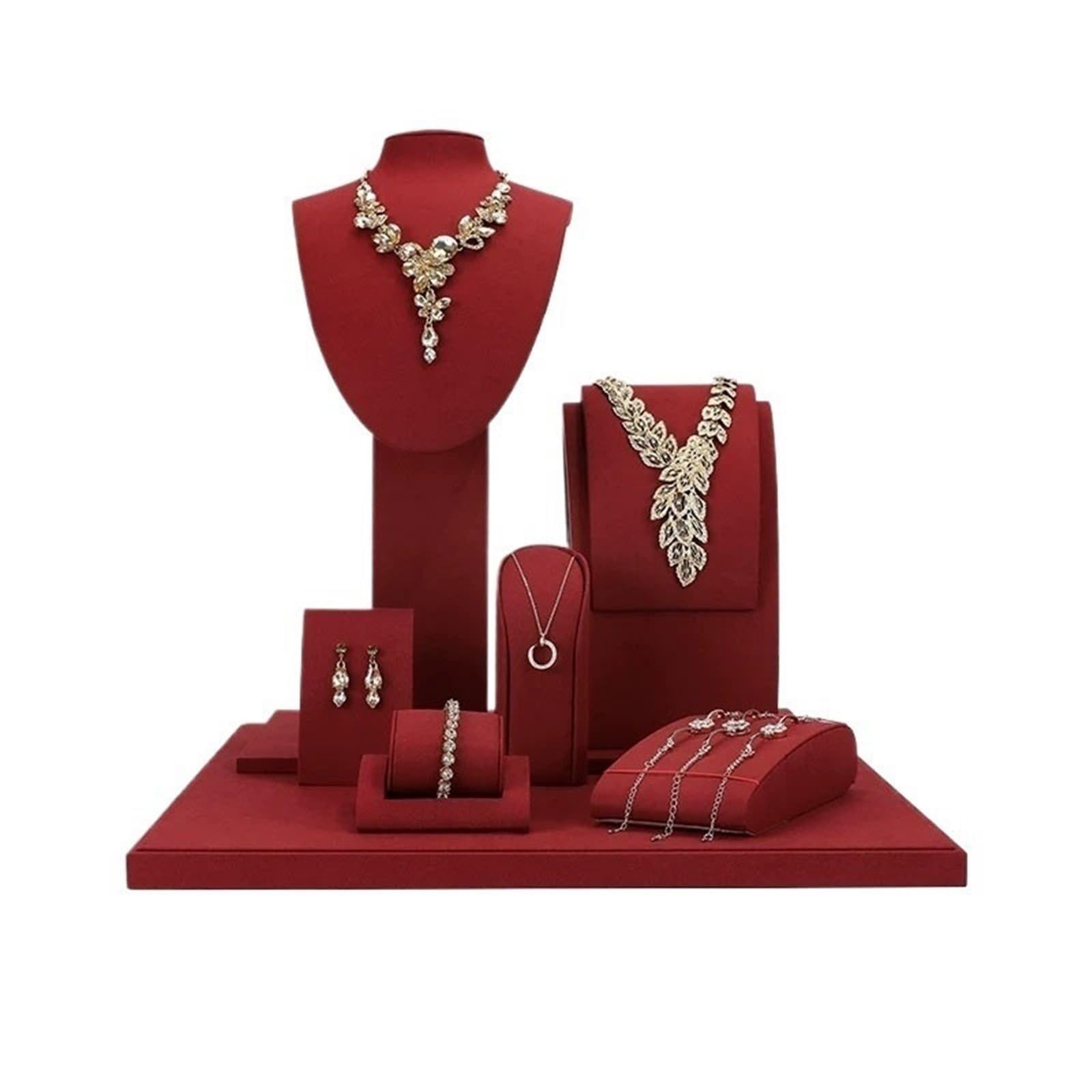 WANGHAI-666 Jewelry Rack 8-Piece Microfiber Jewelry Display Stand Set for Retail Home Organization