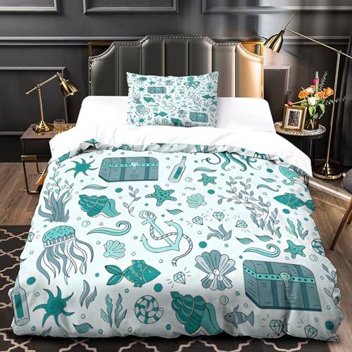 Parure de lit méduse fermeture éclair housse couette 3D microfibre infroissable