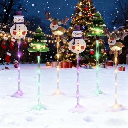 Paquete de 6 luces navideñas móviles, luz vintage con forma de regadera, solar y a pilas - Farol LED for exteriores for decorar patios, jardines y caminos(B)