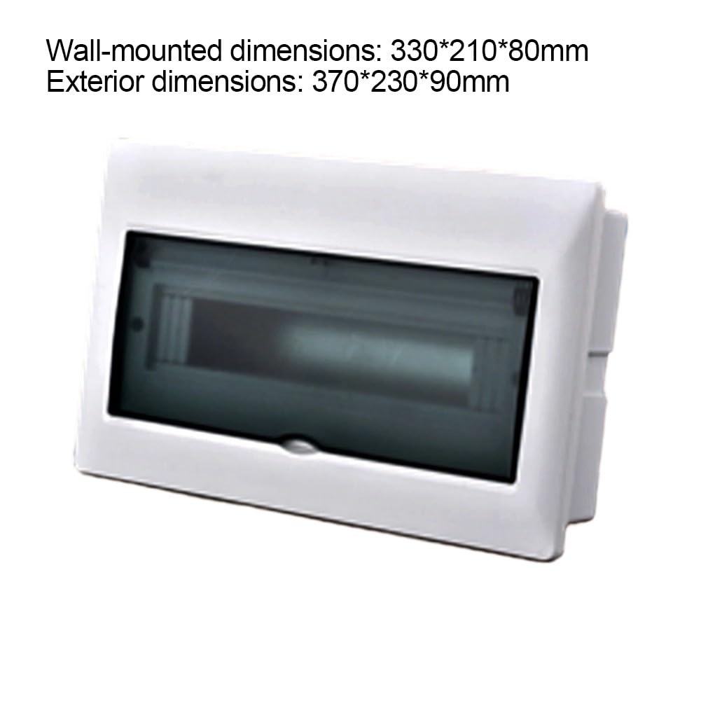 Scatola di distribuzione con guida DIN a 15 vie con copertura trasparente in policarbonato, guscio in acciaio inox, per interni ed esterni, 37 x 23 x 9 cm, bianco