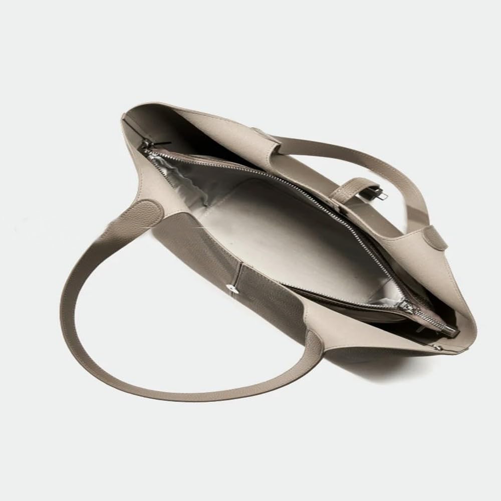 ZBDZSW Bolso Grande de Mano para Mujer Bolsos de Hombro de diseñador de Lujo de Cuero Genuino Bolsos de Mano de Piel de Vaca de Moda para Mujer 2661-Elephant Grey