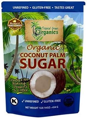 Organic Coconut Palm Sugar - 100% NON- GMO Naturally Sweet, Pure, Unrefined & Gluten Free Family Owned - 1lb (16OZ)