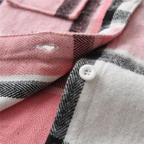 Boys Lined Flannel Shirt Plaid Shacket Unisex Toddler Kids Spring Fall Long Sleeve Jacket Outwear3