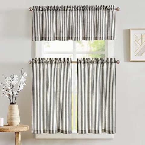 jinchan Linen Valance Striped Curtain 16 Inch and 36 Inch Striped Kitchen Curtain for Living Room… — $27.78 (21% off)