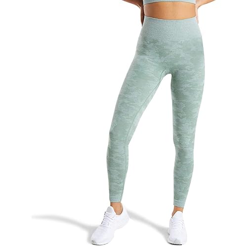 WodoWei Women’s High Waisted Camo Seamless Leggings 7/8 Length Workout Yoga Pants