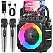 Karaoke Maschine mit 2 kabellosen Mikrofonen, [Neueste] Karaoke Anlage für Erwachsene und Kinder, tragbare Karaoke Box Bluetooth Lautsprecher, TV-kompatibel, PA Lautsprecher für Party und Geburtstag