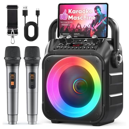 Karaoke Maschine mit 2 Karaoke Mikrofonen: Singingmate Karaoke Anlage mit 2 Mikrofonen für Erwachsene Kinder - Tragbare Bluetooth Party Karaoke Box - Mikrofon mit Lautsprecher
