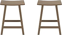 Vista 10 de WestinTrends Malibu - Juego de 2 taburetes de 24 alturas para exteriores/patio, madera envejecida