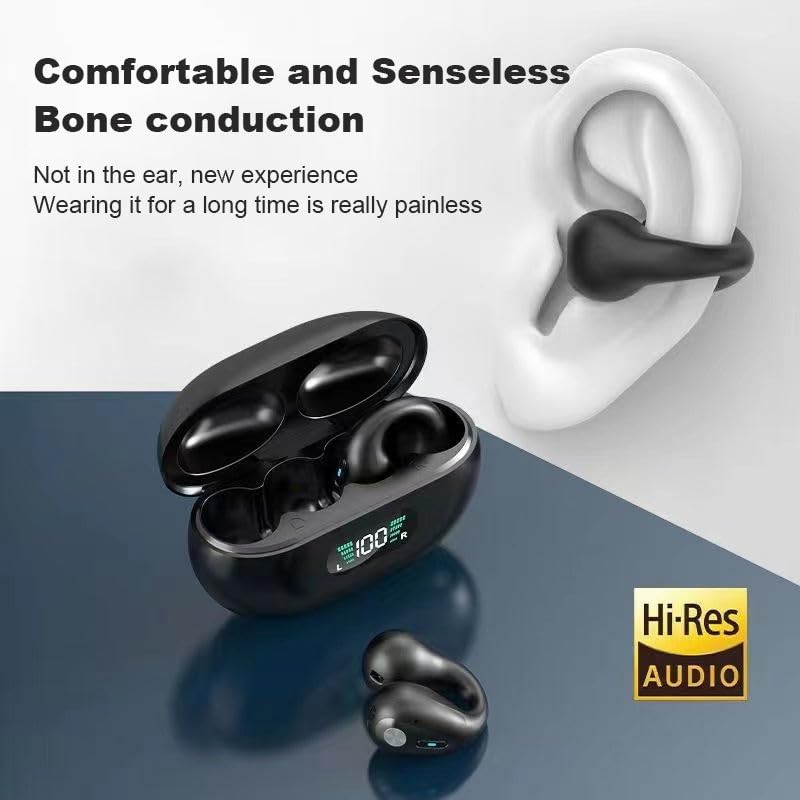 Image of neQra Clipy LY6 Earbuds TWS Earphone Bluetooth 5.3 with Mi, Sports, Gaming, Music, 12 Hrs Battery, Clip Fit, Ear Comfort, Battery Level Display on Case, One Touch Control. Sweat Resistant.-Frost White