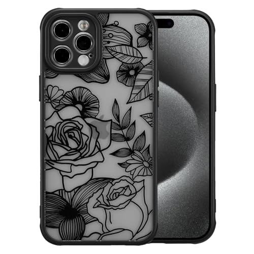 Coque antichoc iPhone 15 Pro Max en TPU souple à motif floral rose