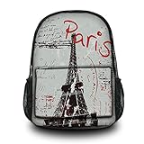 Fashion Unisex Canvas Backpack Bag Vintage Laptop Computer Rucksack School Travel Outdoor Shoulder Daypack Bag (Paris) CPB-64