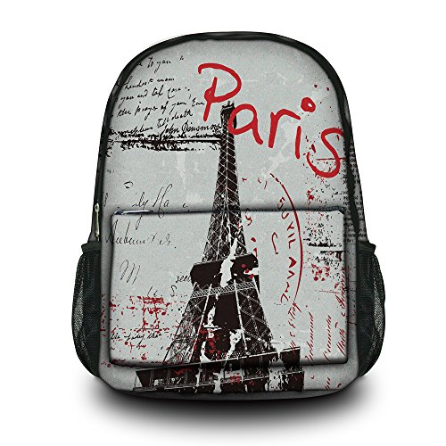 Fashion Unisex Canvas Backpack Bag Vintage Laptop Computer Rucksack School Travel Outdoor Shoulder Daypack Bag (Paris) CPB-64