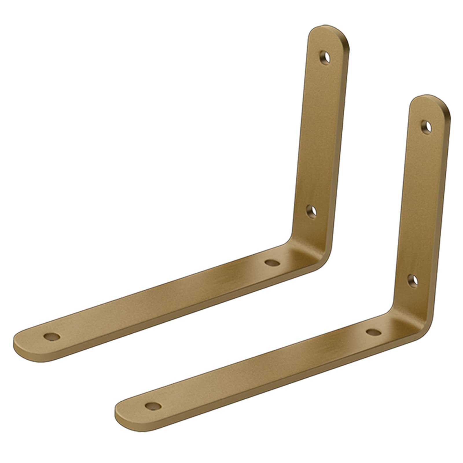 Xiaodanhua Gold 2 Pcs L Shape Shelf Brackets Heavy Duty Shelving Brackets Metal Wall Mounted Shelves Supports For Kitchen Bedroom Shop Bookshelf (100 × 80Mm)