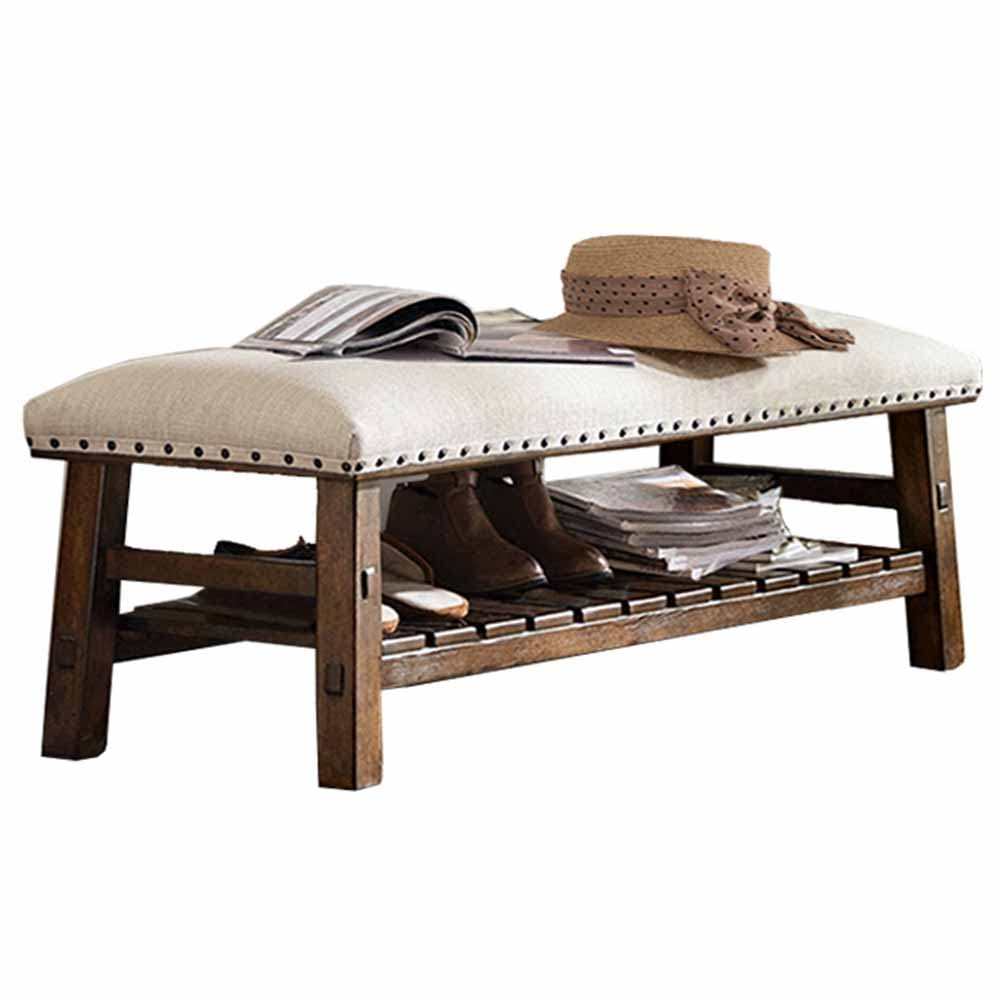 Tabouret de bout de lit moderne en bois noble massif